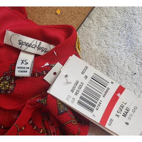 Speechless red chain print maxi dress SZ XSMALL New With Tags - Picture 8 of 11